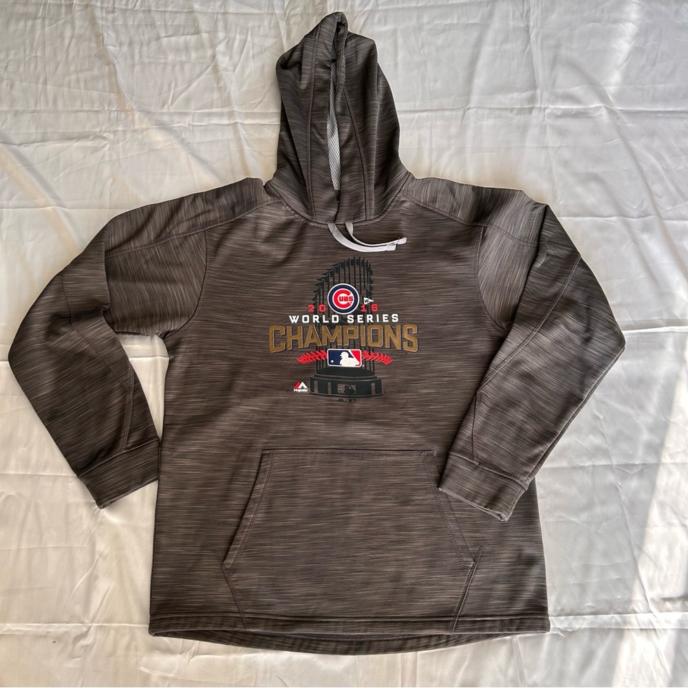 MEN’S CHICAGO CUBS 2016 WORLD SERIES GRAY HOODIE SIZE MEDIUM